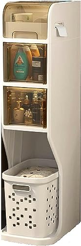 Bathroom Crevice Storage Cabinet, Floor Shelves, Free Installation, Toilet Bathroom Toilet Storage Cabinet, Washing Machine Sideboard for Small S