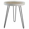 ASPECT Maisie Wood and Steel Side End Table-Ash Veneer Top, Black Hairpin Style Legs, Metal, 40 dia x 49(H) cm