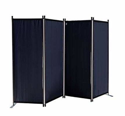 QUICK STAR Paravent 220 x 165 cm Fabric Room Devider Garden 4-Part Patrition Wall Foldable Balcony Privacy Screen Black