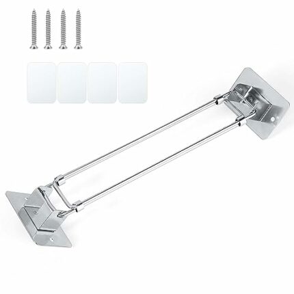RV/Camper/Travel Trailer Bathroom Corner Storage Bar, Stainless Steel Adjustable Shower Corner Storage Bar Can Be Pasted or Fixed with Screws Bat