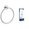 GROHE Start QuickFix Towel Ring (Metal, Concealed Fastening, Including Screws and Dowels, Extra Easy to Fit with GROHE QuickGlue), Size 200 mm, C