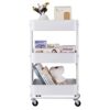 BHVXW 3 Tier Rolling Cart With Wheels Metal Utility Cart Storage Organizer Trolley Cart For Kitchen Bathroom ( Color : Wit , Size : 1pcs )