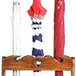 ALREMO HUANGXING - Woodcarving, Retro Style Solid Wood Came/Walking Stick Holder Umbrella Organizer for Log Cabin, Holds 5 Long Umbrellas