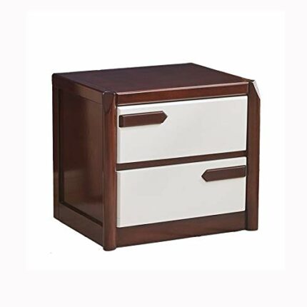 N/A Solid Wood Bedside Cabinet Simple Storage Cabinet, Walnut Color and White Overall Bedside Table