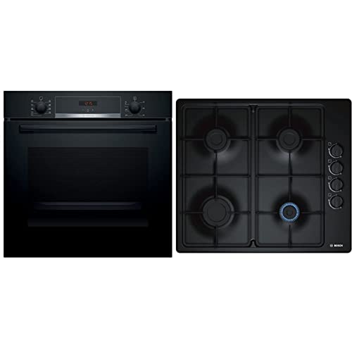Bosch HBS534BB0B Serie 4 Built-in Oven with EcoClean Direct, Cleaning Assistance, 3D Hotair and LED display, 60 x 60 cm, Black & Bosch PBP6B6B60