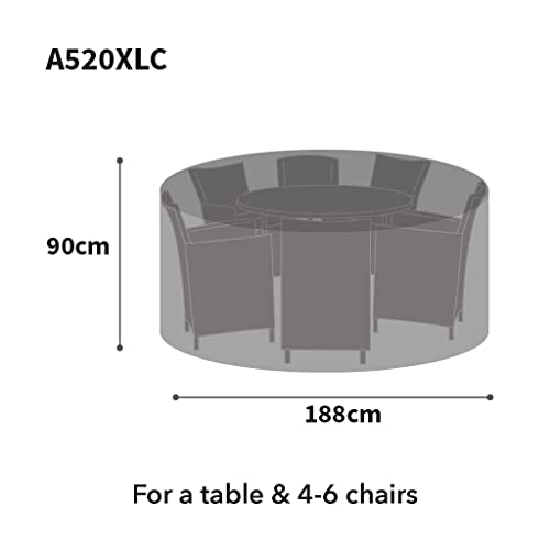 Bosmere All-Weather Round Patio Set Cover 4/6 Seat, 100% Waterproof, UV Protected, Heavy Duty 600D Oxford Fabric, D188 H90cm A520XLC