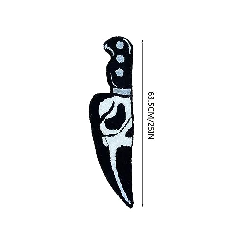 Surprisingly Skull Knife Carpet Indoor Halloween Area Rug Plush Fun Spooky Gothic Mat for Front Door Porch Indoor Doormat (11”x 30”, Knife)