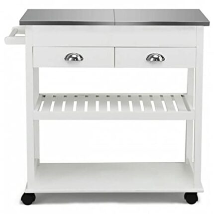 BHVXW Rolling Kitchen Island Trolley Cart With Drawers Kitchen Storage Racks Parlor Bathroom Office Shelf Gadget (Color : Wit, Size : 34.5x16x32c