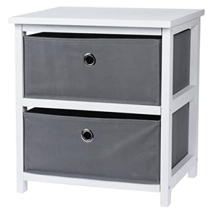 OrionMart Bedside Cabinet with 2 Fabric Drawers Storage Organizer Space Saving – Sturdy Durable Fabric Chest of Drawers with Wooden Top– Right Ad