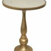 ASPECT Alegra Marble Pedestal Accent Side Drink Table, White/Gold, 40 Dia x 55(H) cm