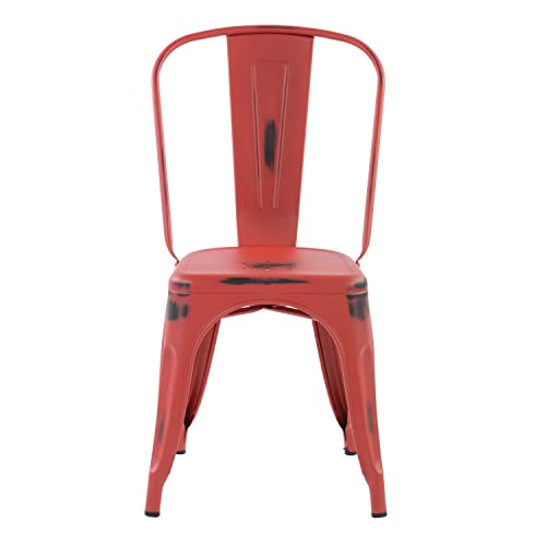 FurnitureR Dining Chair, Metal Rubber, Red
