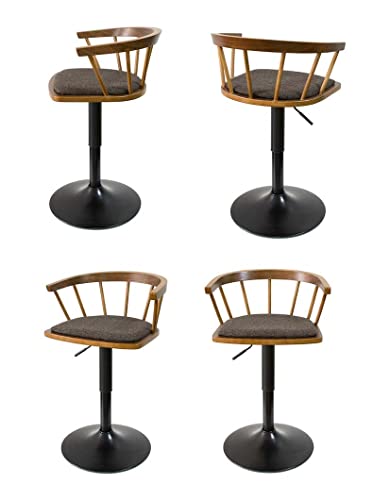 DINGZZ Solid Wood Nordic Swivel Bar Chairs Backrest Bar Stools Home Kitchen Furniture Height Adjustment Bar Chair Dining Chair (Color : Argento,