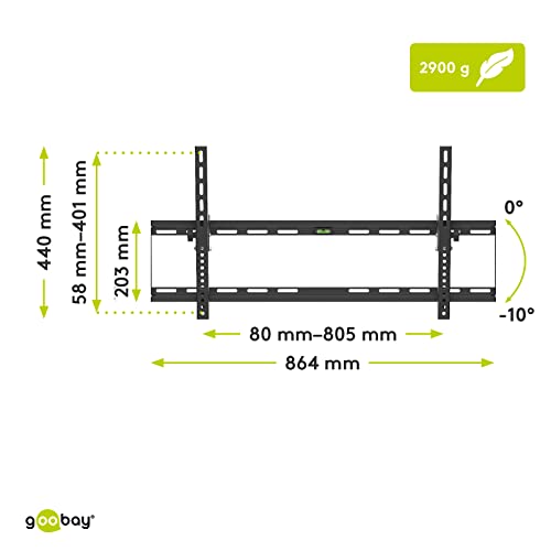 Goobay 49743 Wall Mount 85 Inches for Televisions and Monitors from 43 to 100 Inches to 75 kg Max. VESA 800 x 400
