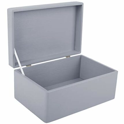 Creative Deco Large Grey Wooden Storage Box | 30 x 20 x 14 cm (+/-1 cm) | with Hinged Lid | Gift Box for Tool Dog Toy Shoes Clothes Kitchen Stora