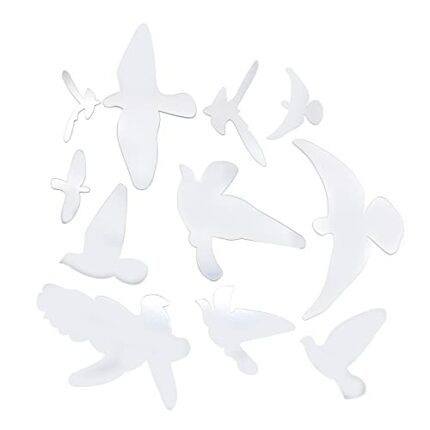 LERANXIN Acrylic Mirror, 10 Pcs Mirror Sticker, Silver Bird Mirrored Wall Art of Different Shapes, Acrylic Wall Mirror, Suitable for Bathroom, Co
