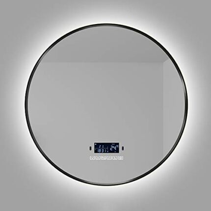 round Led Bathroom Mirror Illuminated Anti Fog Led Light Bathroom Smart Makeup Vanity Touch Sensor Adjustable Brightness Color Change Temperature