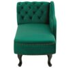 Vintage Style Left Hand Chaise Lounge Velvet Fabric Chesterfield Green Nimes