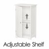 Lavish Home Bathroom Floor Cabinet-Free Standing Storage Cupboard, Medium, White