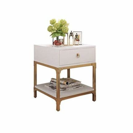 CZDYUF Life Bedside Table with 1 Drawers, Wood End Table/NightStand, White
