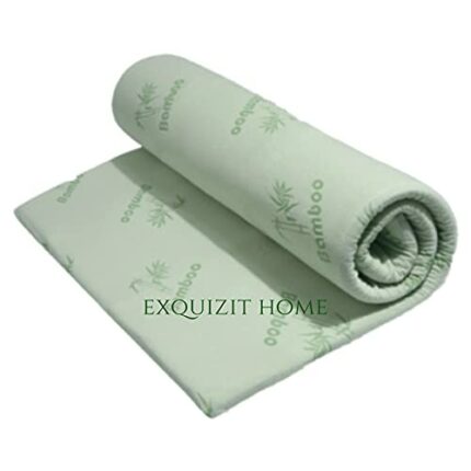 EXQUIZIT HOME Bamboo Mattress Topper Memory Foam Removable Zip Cover With Antibacterial hypo Allergenic Small Double 4ft Bed Mattress Topper 122c