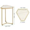 mDesign Triangular Side Table  – Small Table with Marble-Style Top – Metal Coffee Table for Hallway and Living Room – Soft Brass/Marble