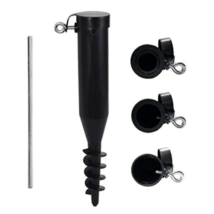 WINSOME Plastic Ground Spike Rotary Washing Line - Screw In Earth Anchor Clothes Dryer Pole Base - Beach Parasol Holder Soil Stand