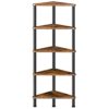 HOOBRO Corner Shelf, Storage Shelving Unit, Corner Bookcase, 5-Tier Freestanding Bookcase for Living Room, Bedroom, Office, Rustic Brown EBF33CJ0