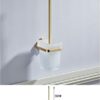 RAKUTE Brushed Gold Full Copper Bathroom Accessories Kit, Towel Ring, Toilet Brush, Triangular Basket, Tissue Rack, Coat Hook Bathroom Ring