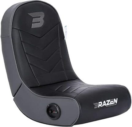 BraZen Predator 2.0 Surround Sound Floor Rocker Speaker Gaming Chair for kids, children in black and grey