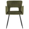 Beliani Set of 2 Modern Dining Chairs Velvet Seat with Armrests Tufted Olive Green Sanilac