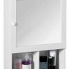 Premier Housewares MDF Bathroom Storage Cabinet with Mirror Wall Bathroom Shelf Door and 2 Compartments Bathroom Cabinet Storage White 56h x 40w