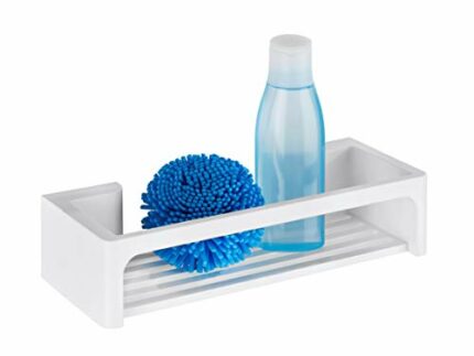 WENKO Power-Loc® Bralia White Bathroom Shelf, Fixing without Drilling, Plastic (ABS), 30 x 8.5 x 12 cm, White