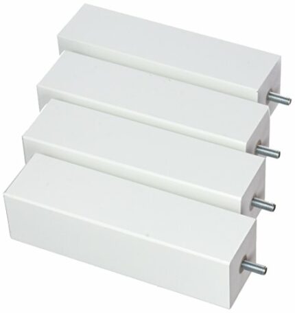 La Fabrique de Pieds – Set of 4 Wooden Bed Legs, Square, Wood, Glossy White, 20 x 5,5 x 5,5 cm