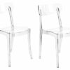 Beliani Set of 2 Dining Chairs Transparent Synthetic Backrest Armless Glossy Covington