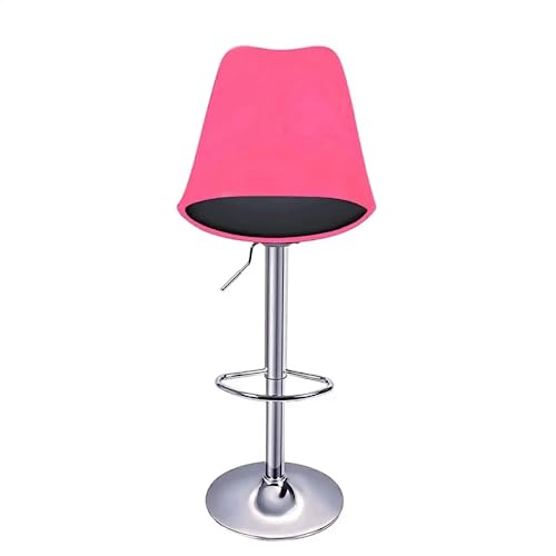 MoNiBloom Pink High Back Bar Stools Set of 2 with Black PU Leather Cushion, Modern Barstools with Height Adjustable Plastic Base, 360° Swivel Bar