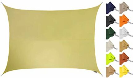Kookaburra 4m x 3m Rectangle Water Resistant Garden Patio Sun Shade Sail Canopy 96.5% UV Block with Free Rope (Sand)