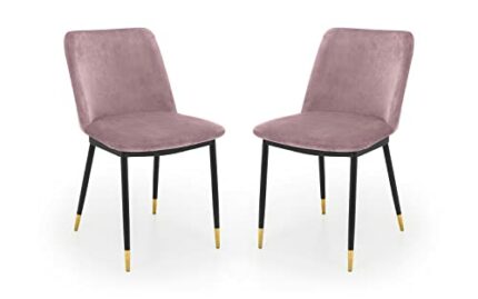 Julian Bowen Set of 2 Delaunay Dining Chairs, Dusky Pink, Height: 83, Width: 50, Depth: 59cm