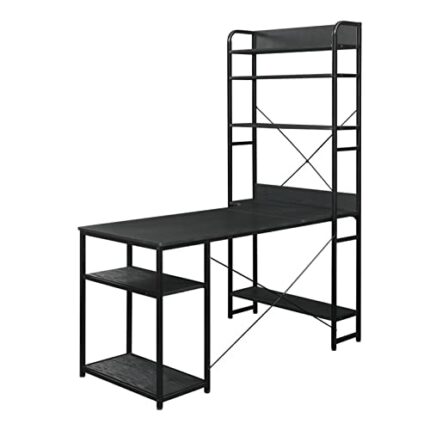 N/A Home Office Computer Desk Metal Frame and MDF Board 5 Tier Open Bookshelf Bedroom Home Furniture (Color : A)