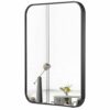 Wall-Mounted Bathroom-Mirror for Over Sink,Black Framed Lightweight Aluminum Alloy Vanity Mirrors - Round Horn Rectangle Makeup Mirror,Large Show