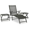 WODMB 3 Piece Garden Lounge Set Textilene and Aluminium Silver Foldable design (Color : A, Size : One size)
