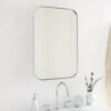 EGHOME 24x36'' Chrome Rounded Rectangle Bathroom Vanity Wall Mirror Polished Nickel Stainless Steel Metal Framed Rectangular Bathroom Mirror, Ver