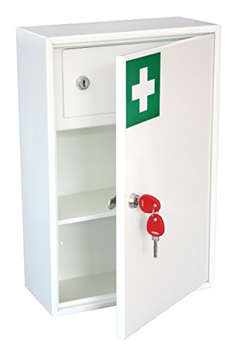 The Products Store Medical Cabinet - First Aid Storage Key Lock Safe with Internal Locking Shelf (Medium)