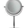 Croydex Chrome Illuminated Battery Operated Pedestal Mirror with 3x magnifying, H:30cm x W:12cm x D:18cm, MM703000E