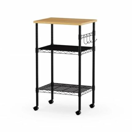 GRETD Black Metal Multi-Purpose Rolling Kitchen Cart Kitchen Furniture Rolling Storage Cart Kitchen Cart