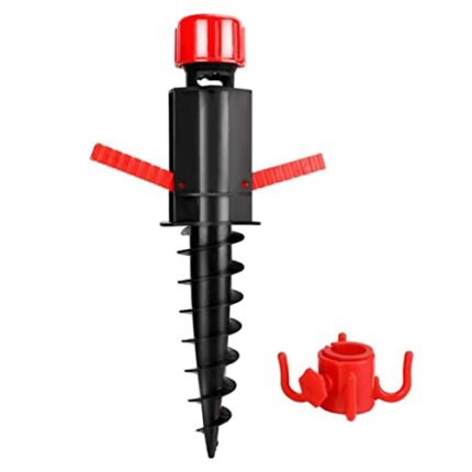 Beach Umbrella Sand Anchor Heavy Duty Windproof Parasol Screw Spike Kit with Hanging Hook