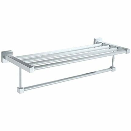 Towel Rack Stainless Steel Double Layer Towel Rail White Painted Surface Wall Mounted Towel Shelf No Drilling installation for Kitchen Toilet Hot