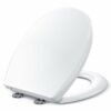 Toilet Seat, MUJIUSHI Soft Close Toilet Seats with Non-Slip Seat Bumpers & Metal Screw Bolts, Fit Standard Round Toilet, Quick Release No Slam Wh