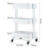 BHVXW 3 Tier Rolling Cart With Wheels Metal Utility Cart Storage Organizer Trolley Cart For Kitchen Bathroom ( Color : Wit , Size : 1pcs )