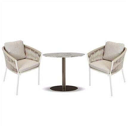 JHKZUDG 3 Piece Bistro Set, Garden Furniture Set,Outdoor Conversation Balcony Furniture Set,with 2 Braided Rope Chair And A Round Table,for Garde