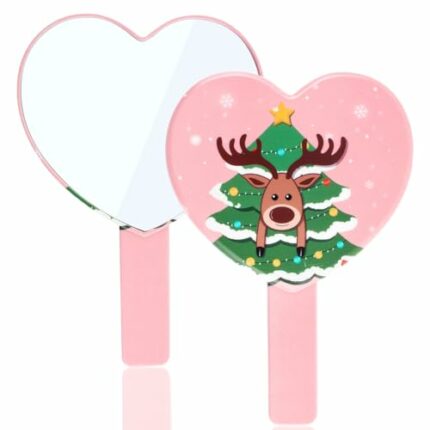 TBWHL Heart-Shaped Hand Mirror, Handheld Mirror Travel Mirror Pink Mirror Portable Cosmetic Mirror for Women Girls Valentine's Day Wedding (Chris